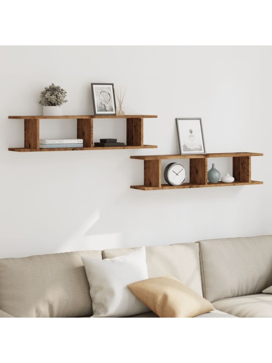 Seinähyllyt 2 kpl old wood 90x18x20 cm engineered wood