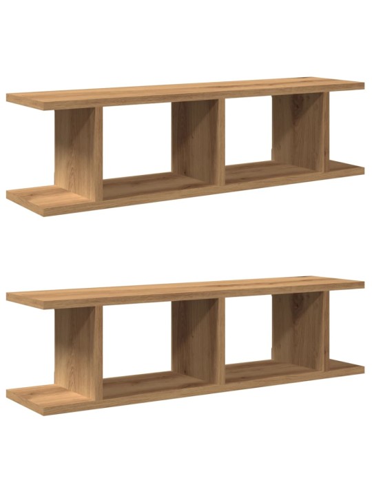 Seinähyllyt 2 kpl käsityöläinen tammi 90x18x20 cm tekninen puu