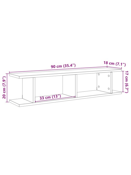 Seinähyllyt 2 kpl käsityöläinen tammi 90x18x20 cm tekninen puu