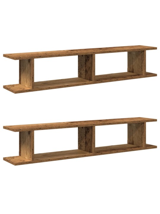 Seinähyllyt 2 kpl vanhaa puuta 105x18x20 cm tekninen puu