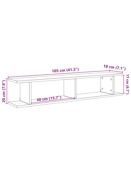 Seinähyllyt 2 kpl vanhaa puuta 105x18x20 cm tekninen puu