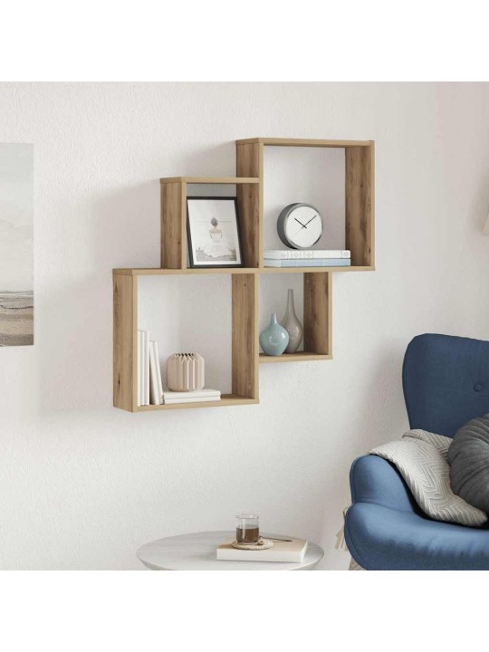 Seinähylly käsityöläinen tammi 80x15x78,5 cm lastulevy
