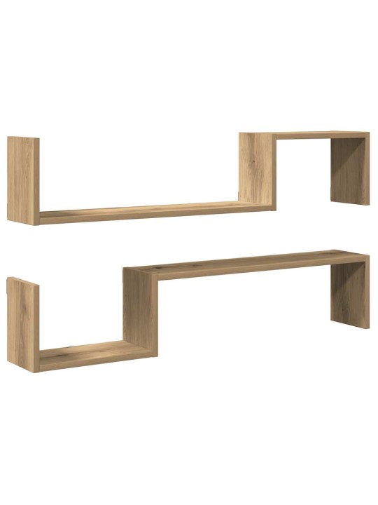 Seinähyllyt 2 kpl käsityöläinen tammi 100x15x20 cm tekninen puu