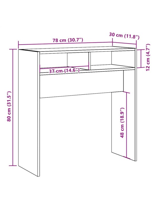 Konsolipöytä vanhaa puuta 78x30x80 cm lastulevy