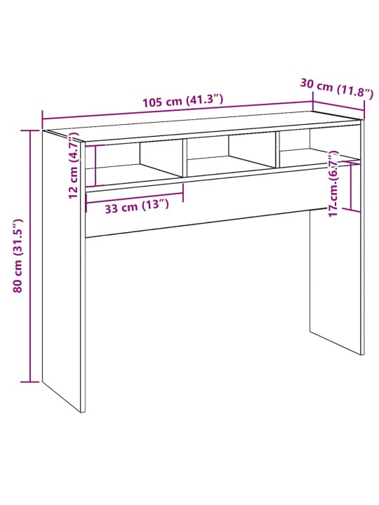 Konsolipöytä artesaani tammi 105x30x80 cm tekninen puu