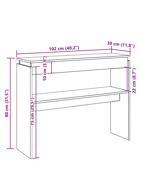 konsolipöytä vanhaa puuta 80x30x102 cm suunniteltu puu