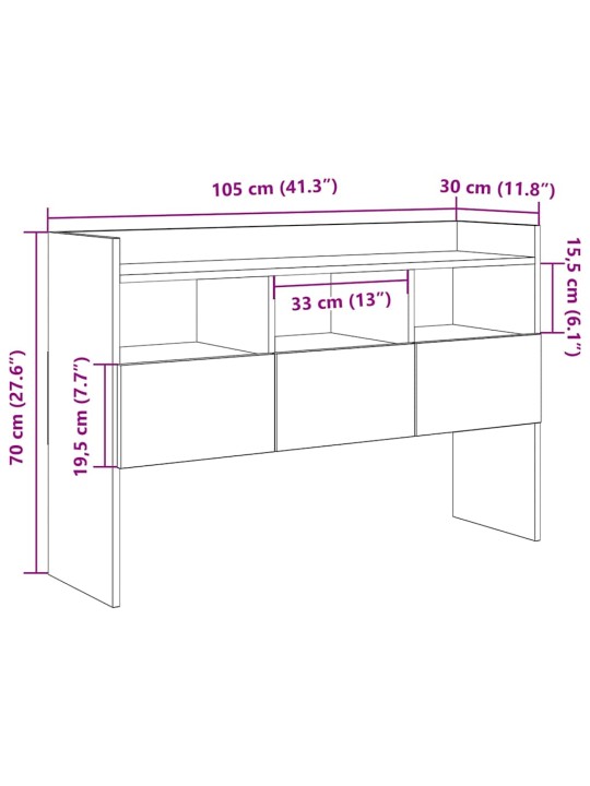 Senkki vanhaa puuta 105x30x70 cm lastulevy