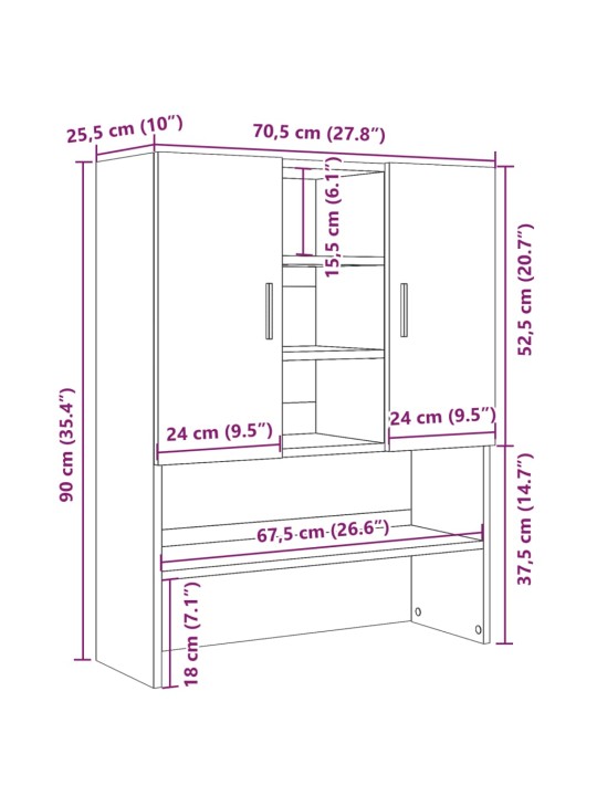 Pesukonekaappi betoninharmaa 70,5x25,5x90 cm