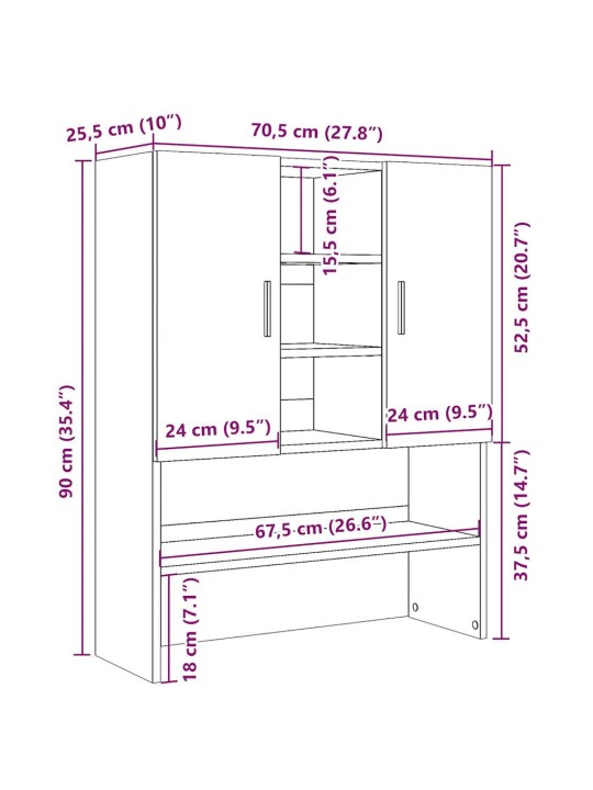 Pesukonekaappi vanhaa puuta 70,5x25,5x90 cm