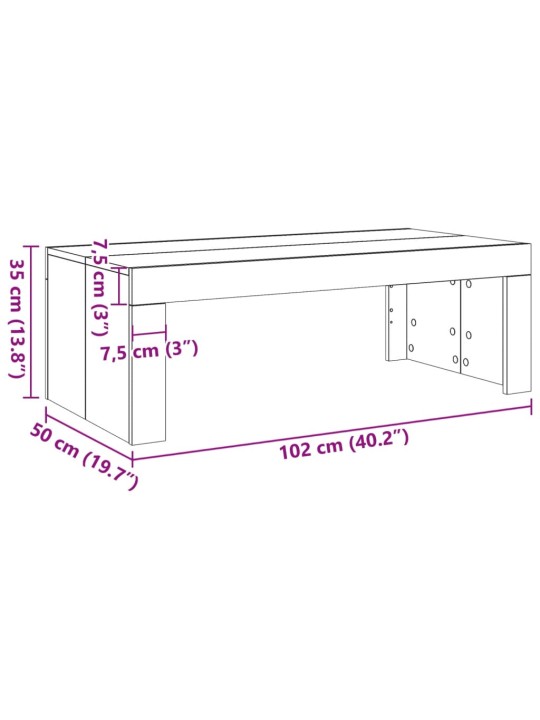 Sohvapöytä vanha puu 102x50x35 cm tekninen puu