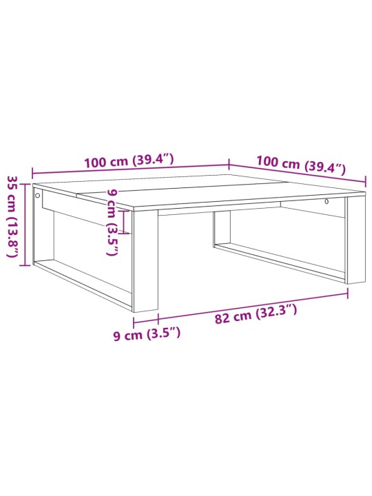 Sohvapöytä artesaani tammi 100x100x35 cm lastulevy