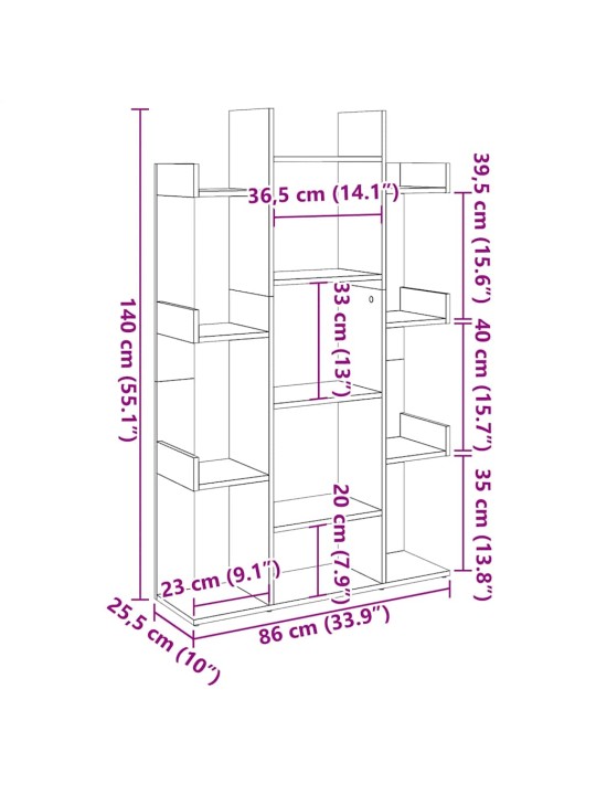 Kirjahylly vanhaa puuta 86x25,5x140 cm lastulevy