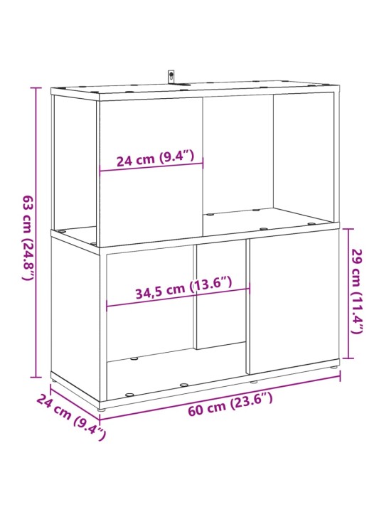 Kirjahylly vanhaa puuta 60x24x63 cm lastulevy