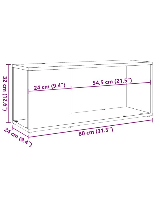 TV-taso vanhaa puuta 80x24x32 cm lastulevy