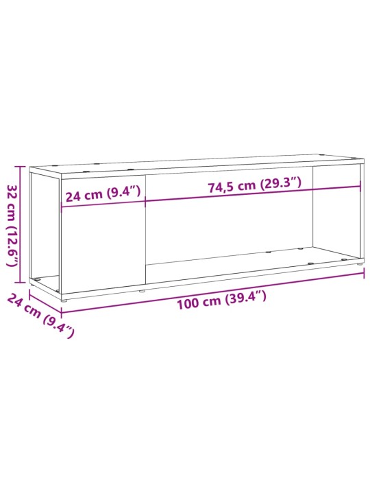 TV-taso vanhaa puuta 100x24x32 cm tekninen puu