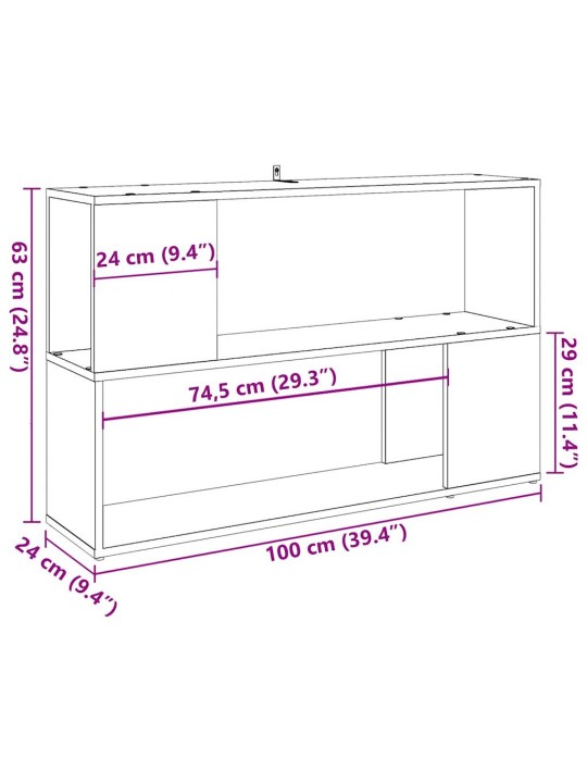 Kirjahylly vanhaa puuta 100x24x63 cm lastulevy