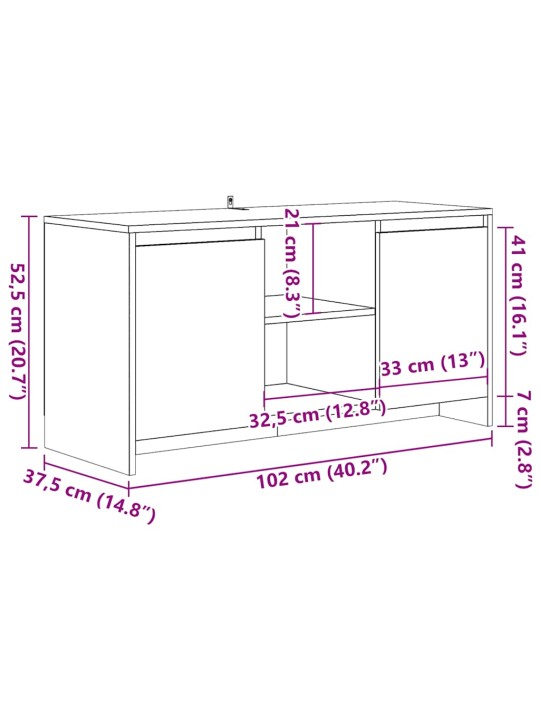 TV-taso vanhaa puuta 102x37,5x52,5 cm tekninen puu