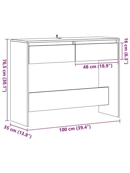 Konsolipöytä vanhaa puuta 100x35x76,5 cm lastulevy