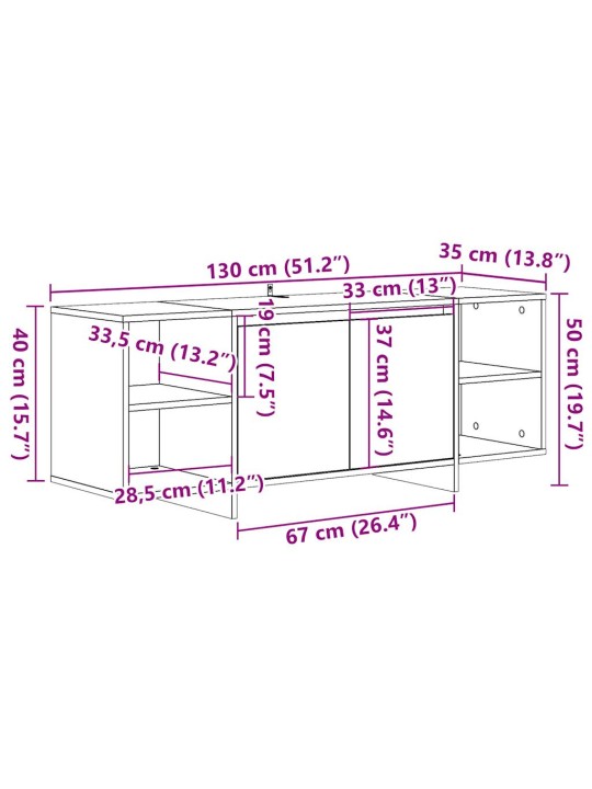 TV Kaappi vanhaa puuta 130x35x50 cm tekninen puu