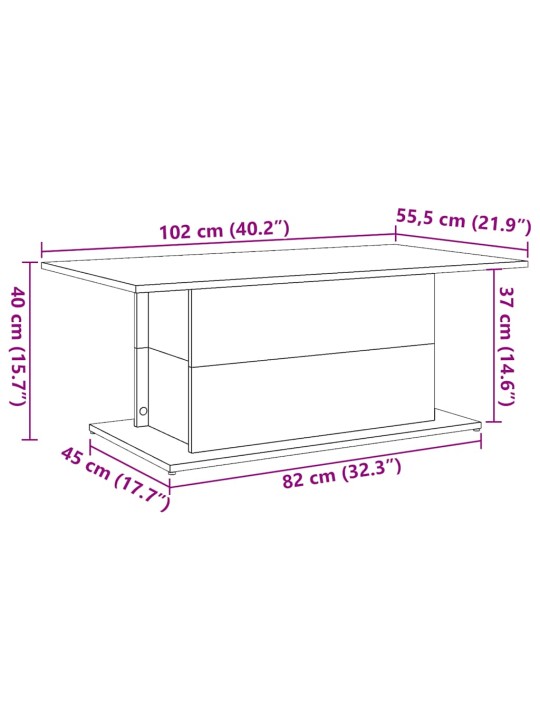 Sohvapöytä vanhaa puuta 102x55,5x40 cm lastulevy