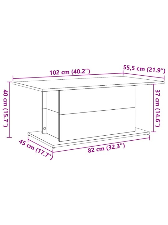 Sohvapöytä artesaani tammi 102x55,5x40 cm tekninen puu