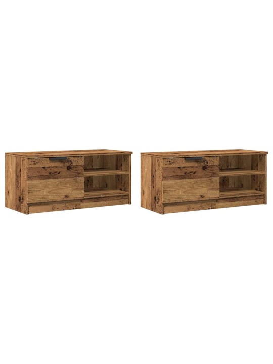 Tv kaapit 2 kpl vanha puu 80x35x36,5 cm suunniteltu puu