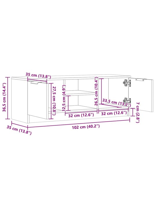 TV Kaappi vanhaa puuta 102x35x36,5 cm tekninen puu