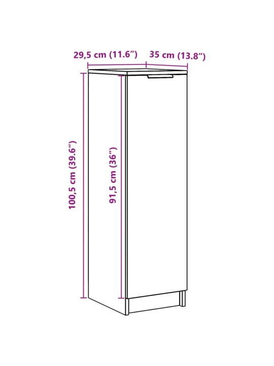 Kirjahylly vanha puu 29,5x35x100,5 cm lastulevy