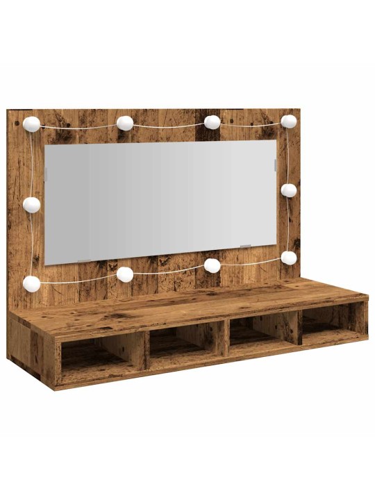 Peilikaappi led-valoilla vanhaa puuta 390x31,5x62 cm
