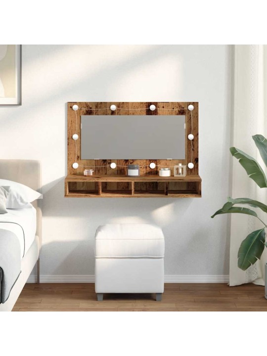 Peilikaappi led-valoilla vanhaa puuta 390x31,5x62 cm
