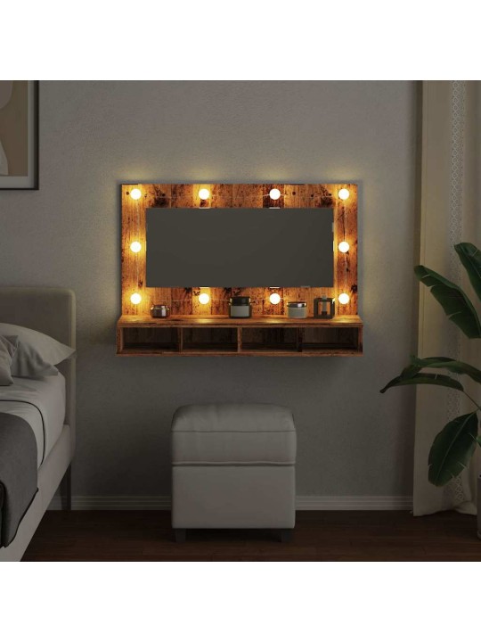 Peilikaappi led-valoilla vanhaa puuta 390x31,5x62 cm
