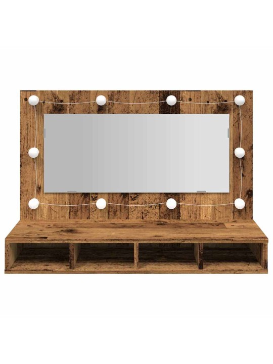 Peilikaappi led-valoilla vanhaa puuta 390x31,5x62 cm