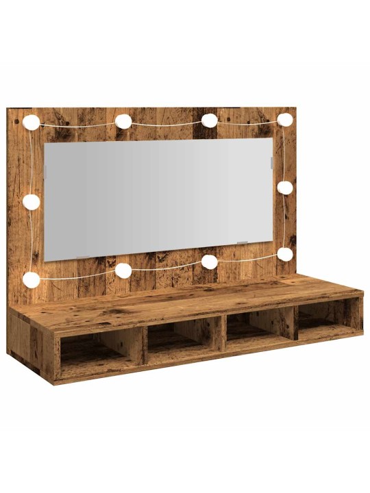 Peilikaappi led-valoilla vanhaa puuta 390x31,5x62 cm