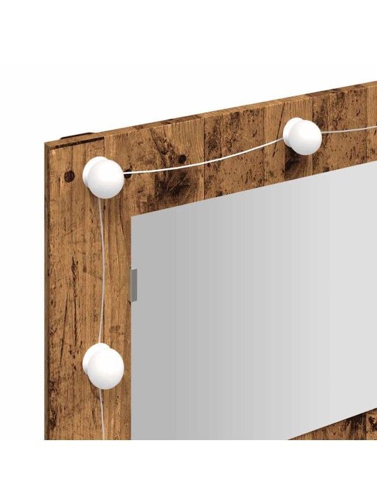 Peilikaappi led-valoilla vanhaa puuta 390x31,5x62 cm