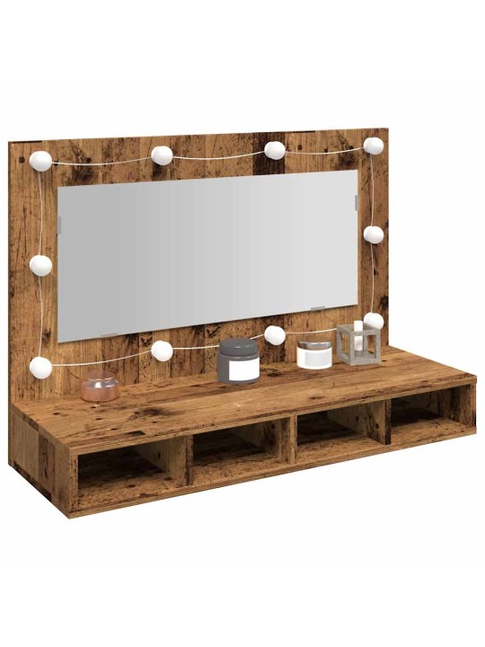 Peilikaappi led-valoilla vanhaa puuta 390x31,5x62 cm