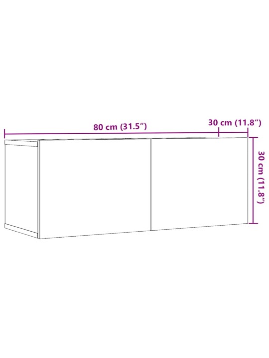 TV-kaapit seinäkiinnitettävä 2 kpl vanha puu 80x30x30 cm