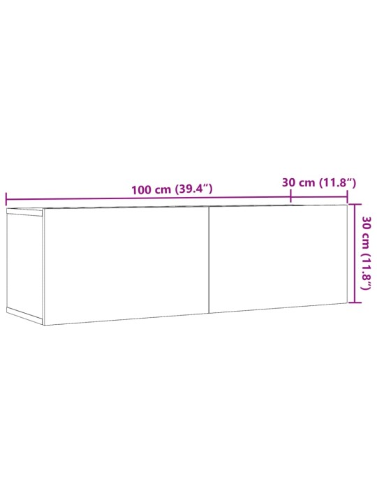 TV-kaapit seinäkiinnitettävä 2 kpl vanha puu 100x30x30 cm