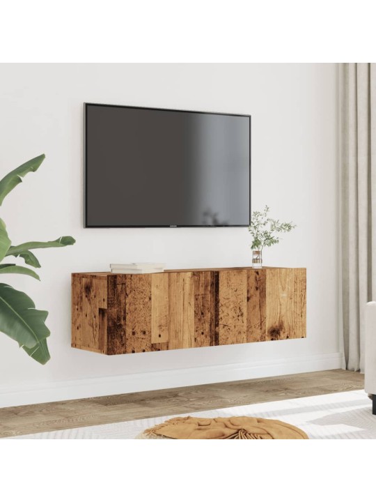 TV-kaapit seinäkiinnitettävä 2 kpl vanha puu 100x30x30 cm