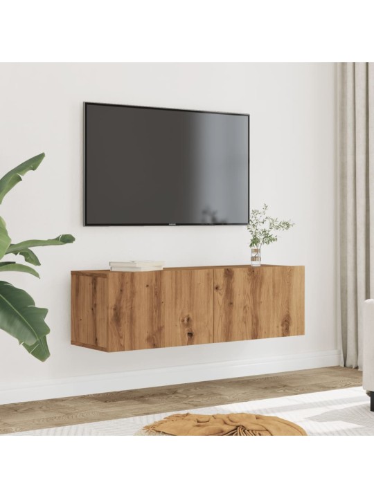 TV-kaapit seinäkiinnitettävä 2 kpl artesaani tammi 100x30x30 cm