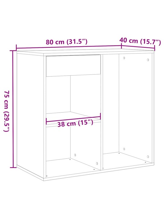 Kosmetiikkakaappi vanhaa puuta 80x40x75 cm tekninen puu