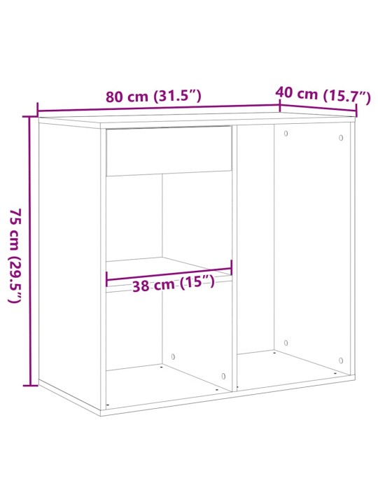 Kosmetiikkakaappi käsityöläinen tammi 80x40x75 cm tekninen puu