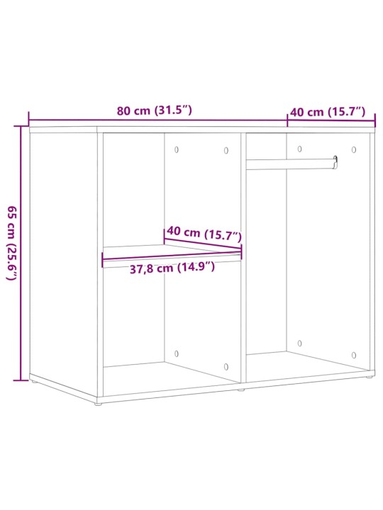 Kosmetiikkakaappi vanhaa puuta 80x40x65 cm tekninen puu