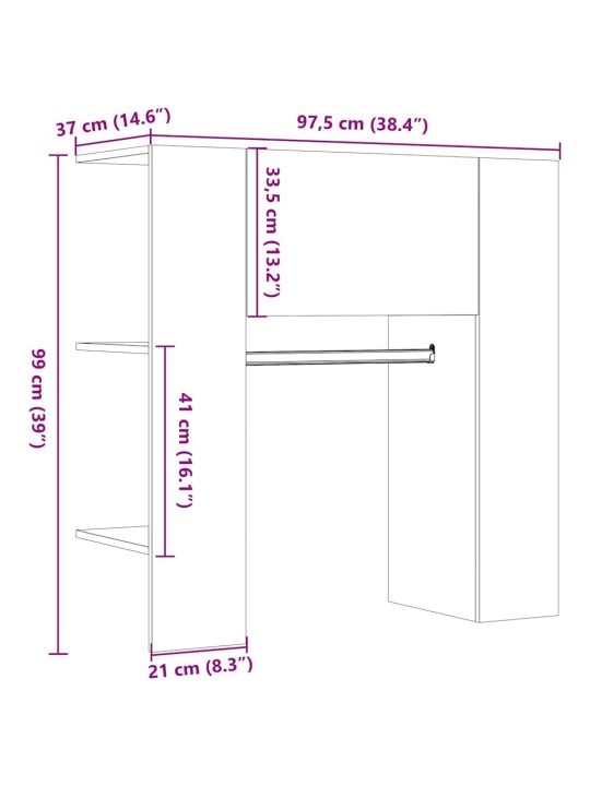 Eteisen kaappi vanha puu 97,5x37x99 cm tekninen puu