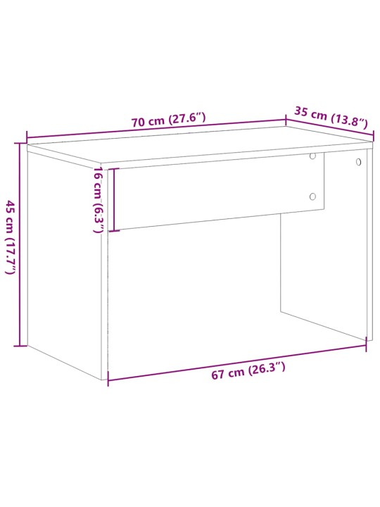 Meikkijakkara käsityöläinen tammi 70x35x45 cm tekninen puu