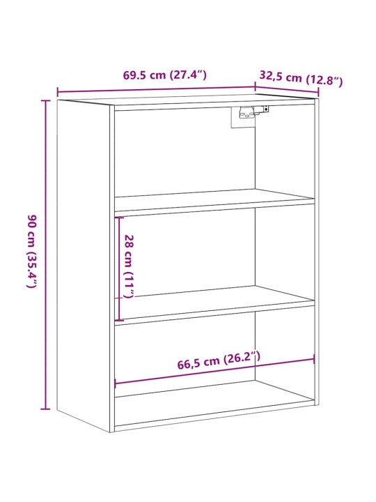 Riippuva seinäkaappi vanhaa puuta 69,5x32,5x90 cm