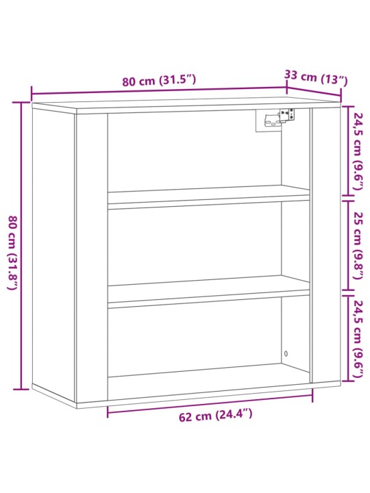 Seinäkaappi vanha puu 80x33x80 cm tekninen puu