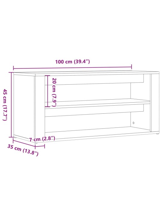 Kenkäteline vanha puu 100x35x45 cm tekninen puu