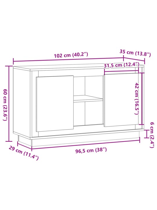 Senkki vanhaa puuta 102x35x60 cm tekninen puu