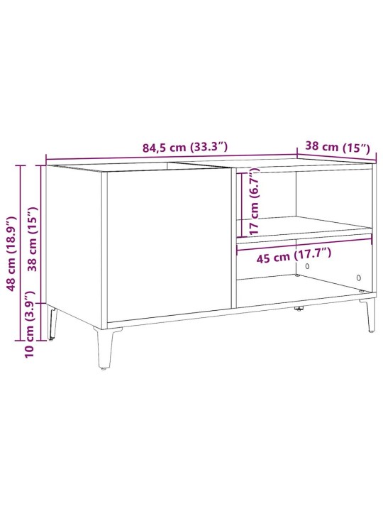 LP-levyjen säilytyskaappi vanha puu 84,5x38x48 cm tekninen puu