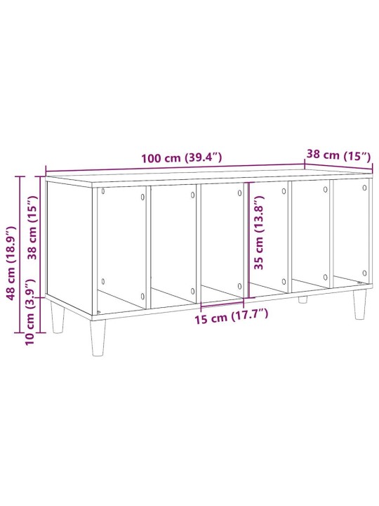 LP-levyjen säilytyskaappi vanha puu 100x38x48 cm tekninen puu